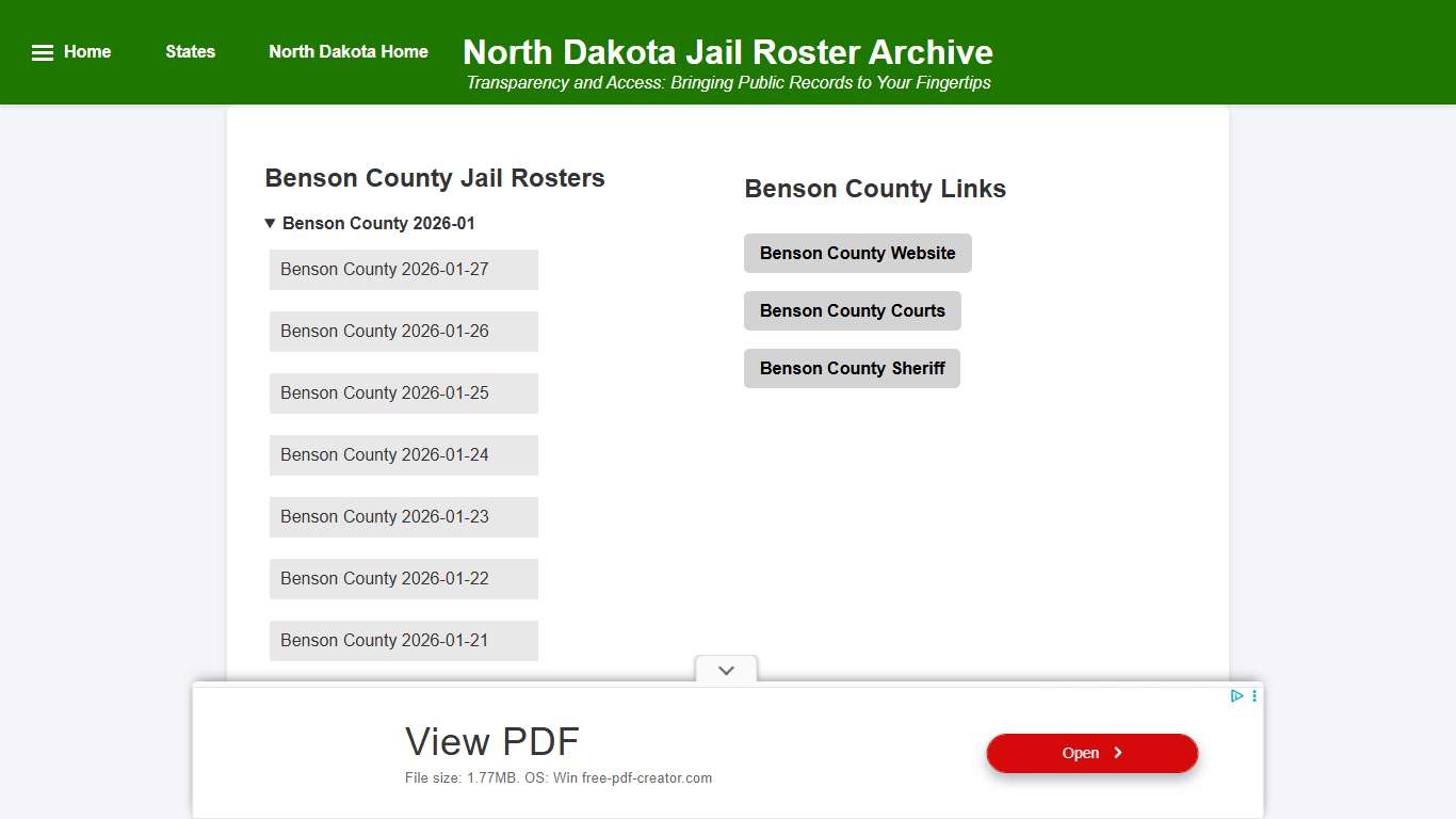Benson County - North Dakota Jail Rosters